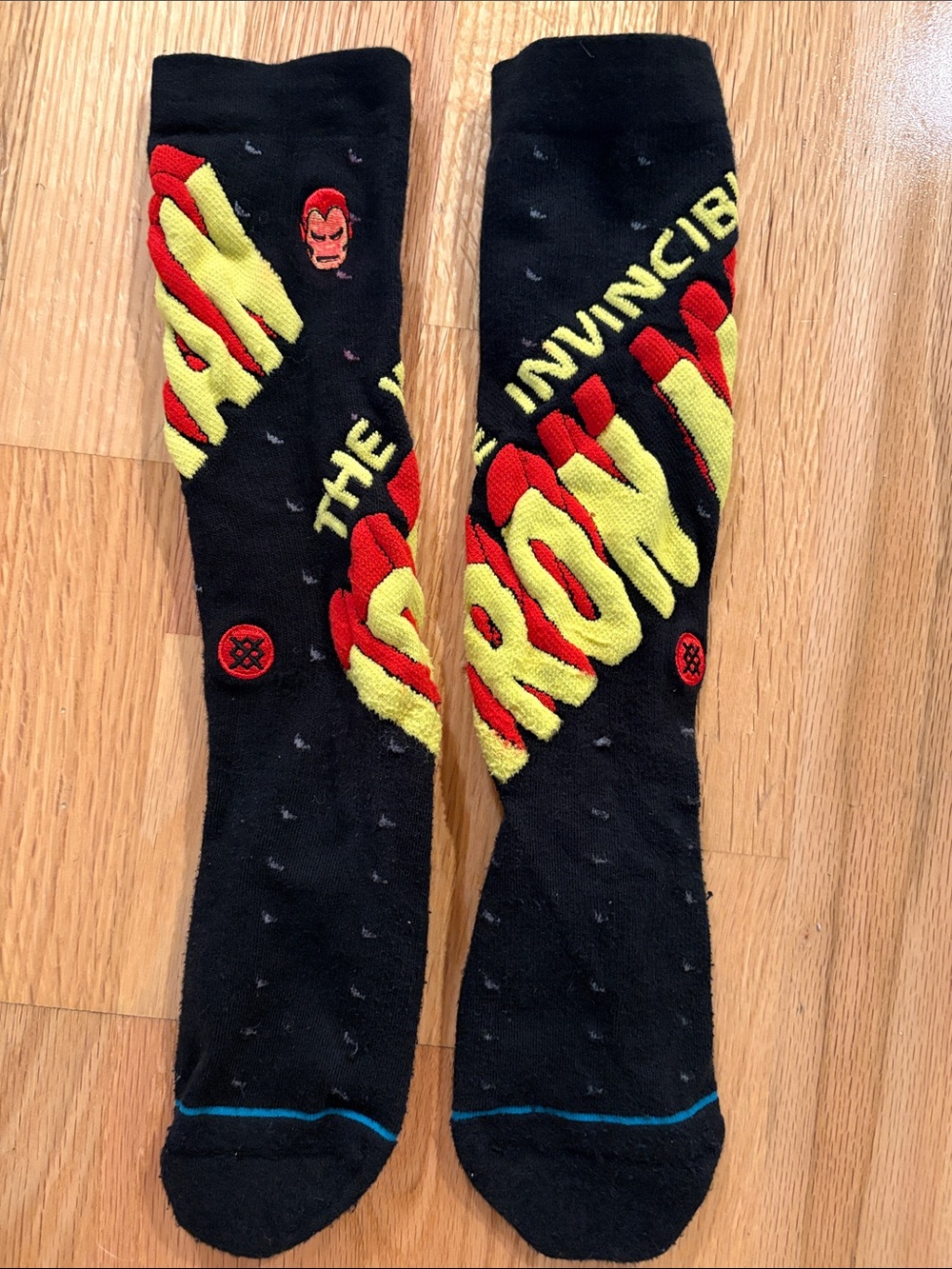 Stance Black Ironman Graphic Kids Crew Socks with Red and Yellow Accents